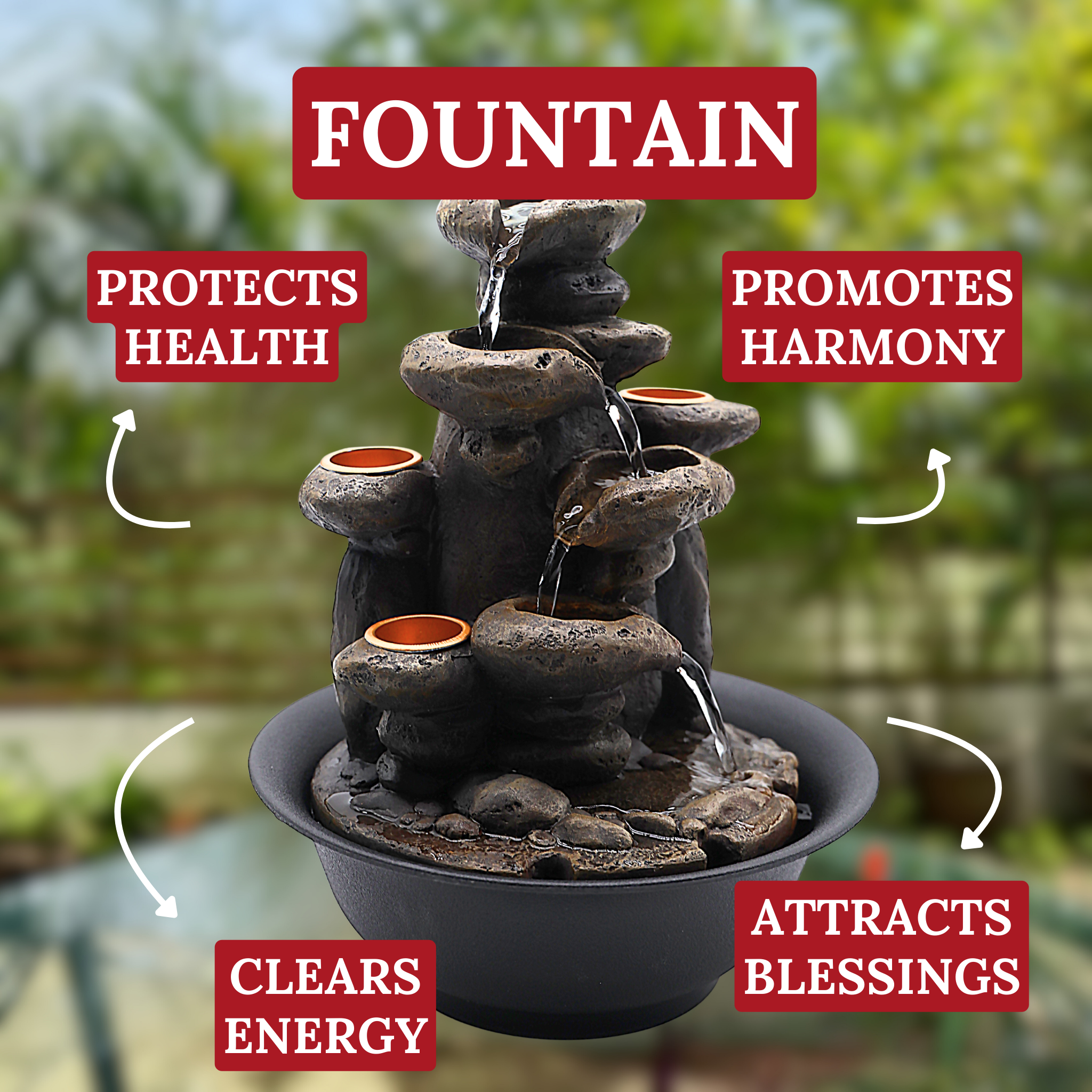 Endless Pour of Good Fortune Fountain 28cm