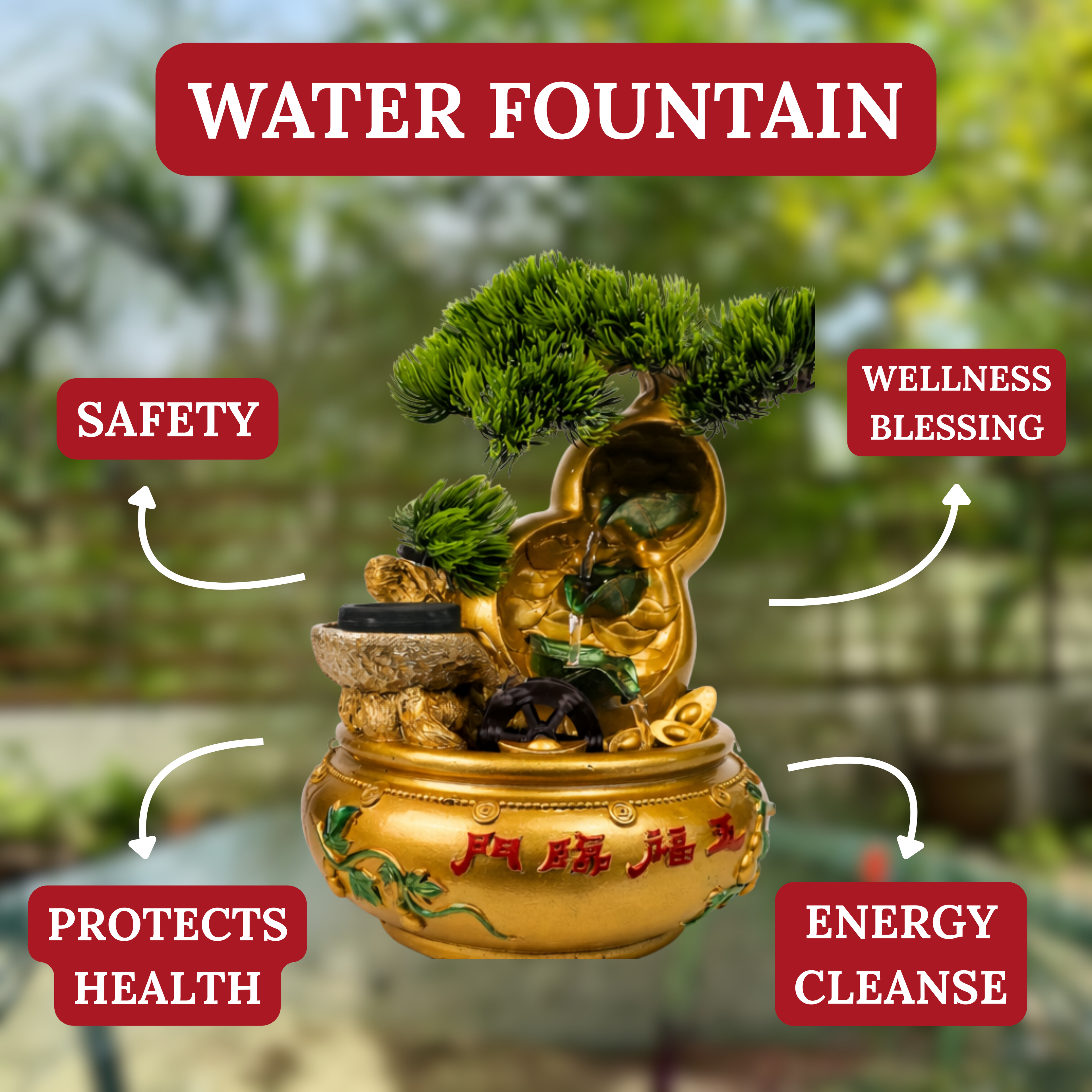 Spring of Good Health Wu Lou Fountain 30cm
