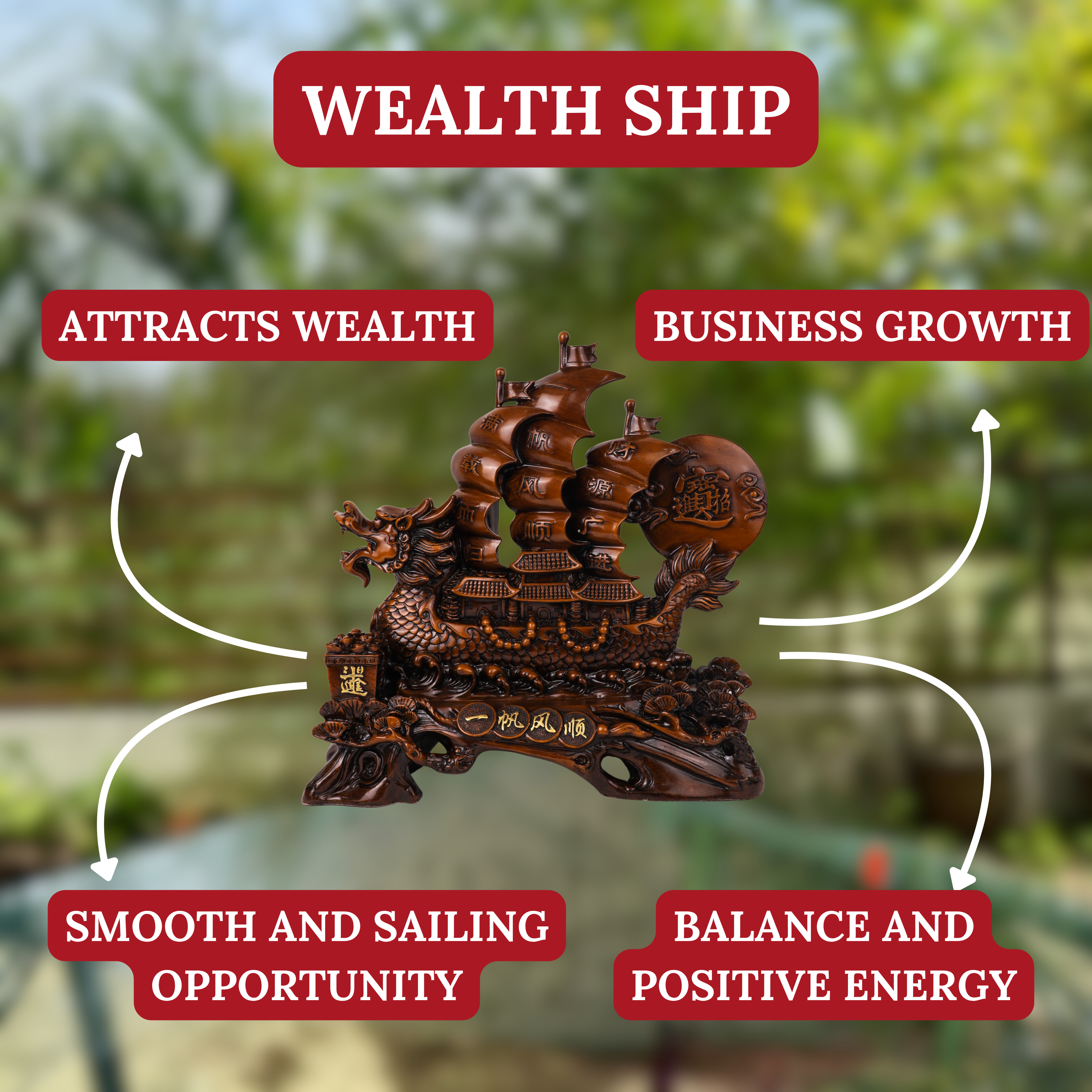 The Prosperous Journey Wood Dragon Ship 43cm