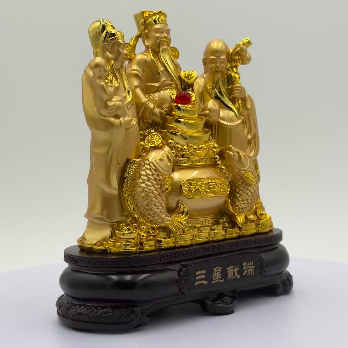 Golden Trinity of Fortune Fuk Luk Sau 21cm