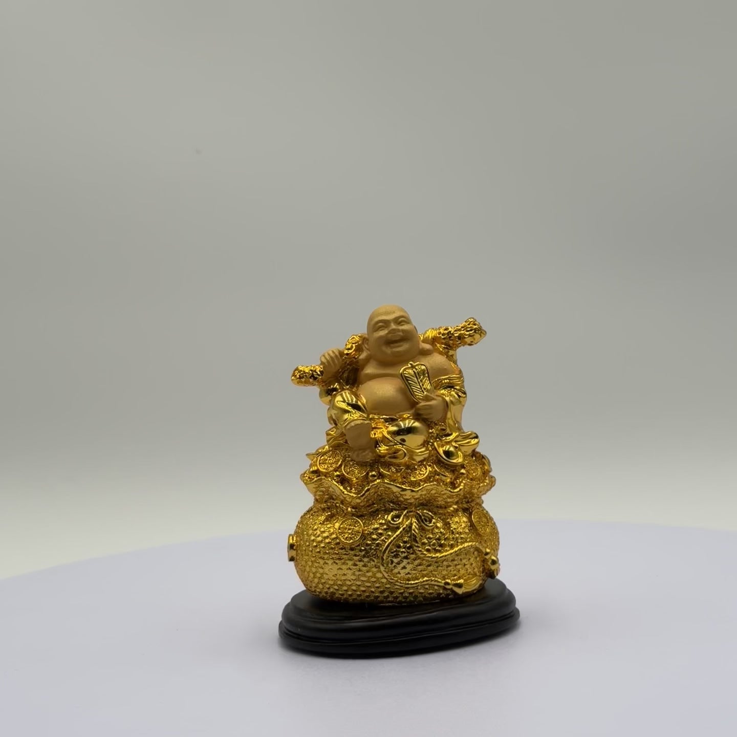 Golden Smiles Laughing Buddha for Luck 11cm