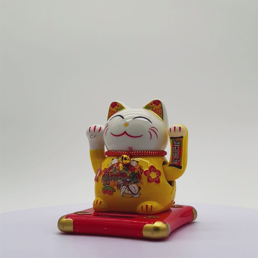 Solar Smiles Lucky Cat with Bell 12cm