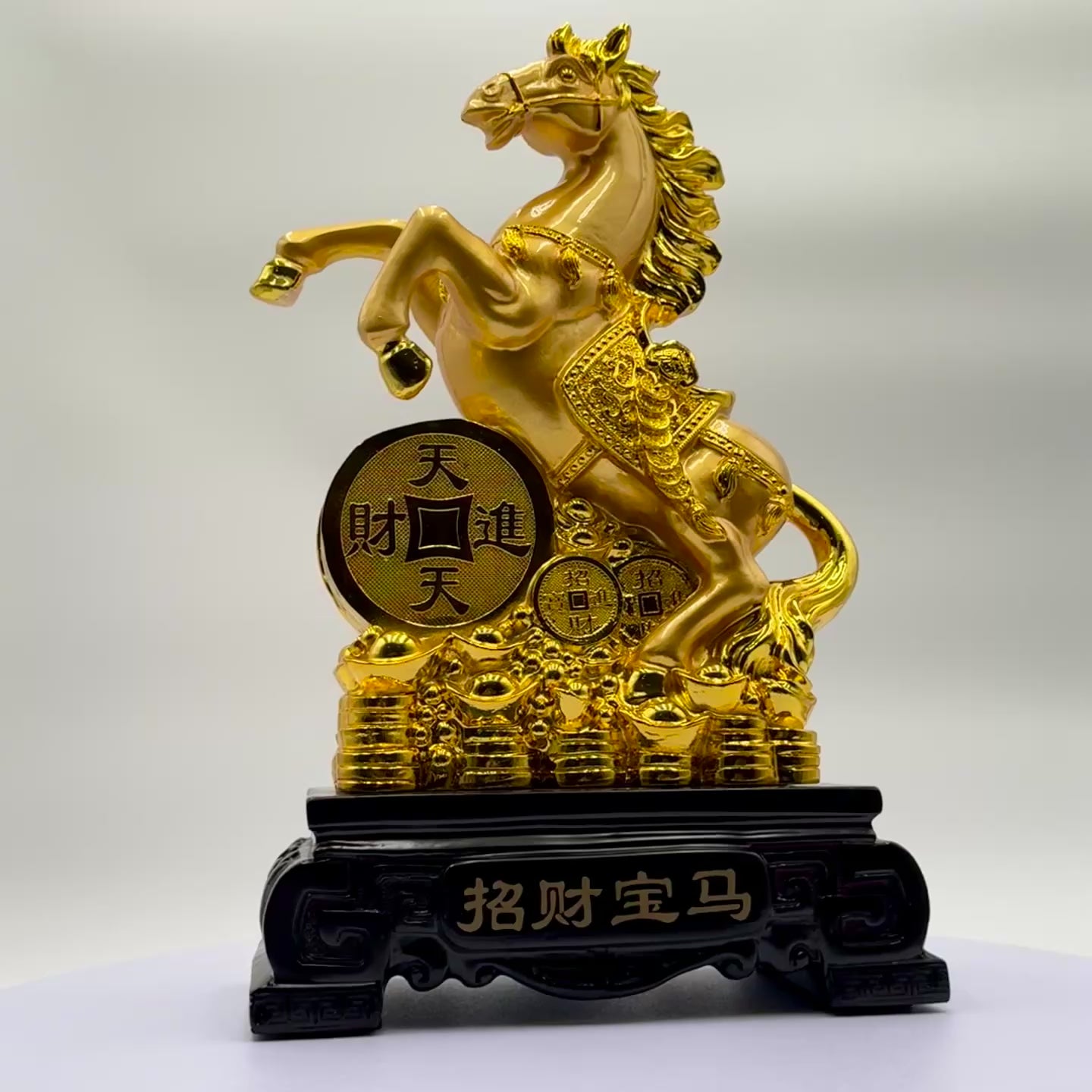 Powerful Victory Horse with Gold Coin 33cm
