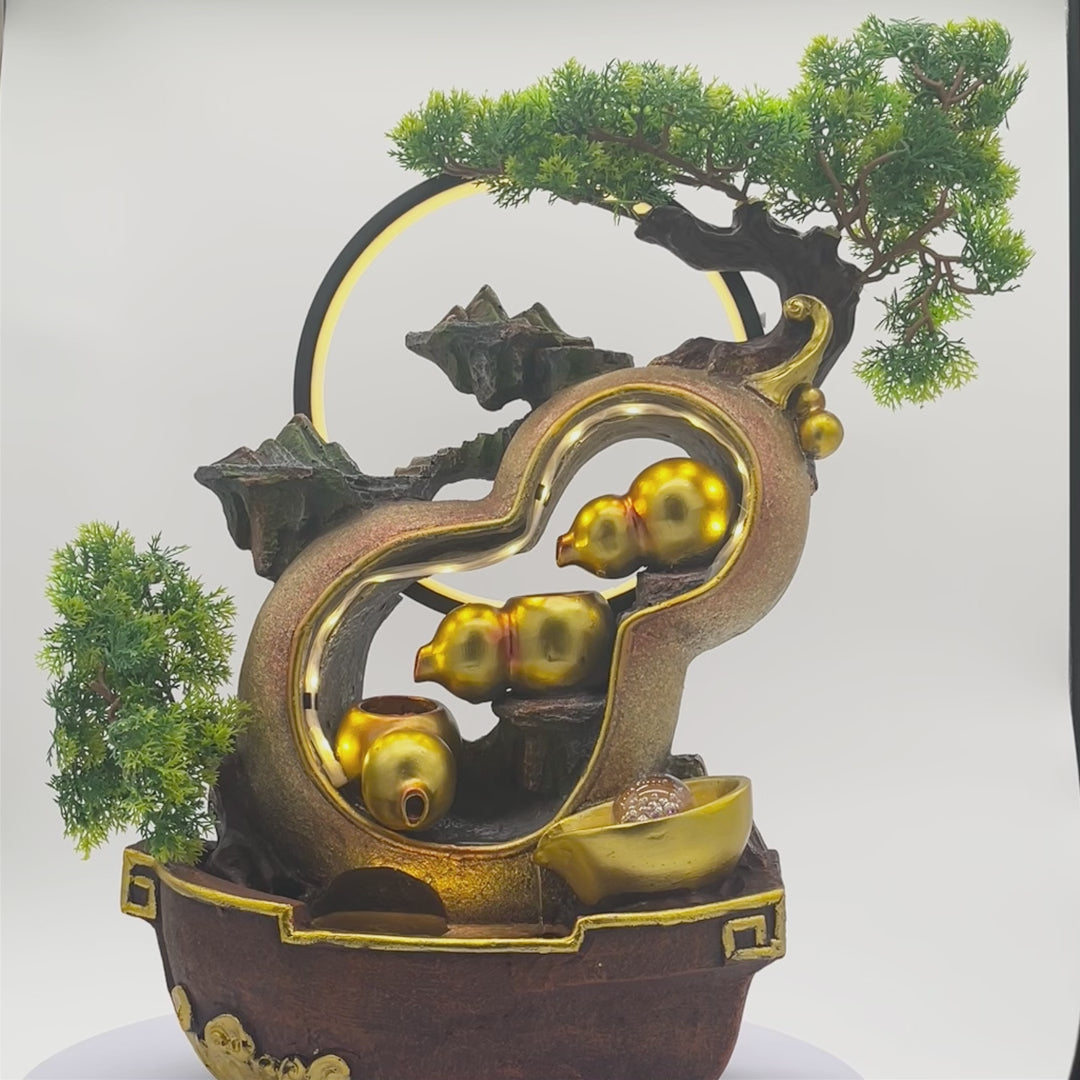 Illuminated Wu Lou Fountain of Health Energy 47cm