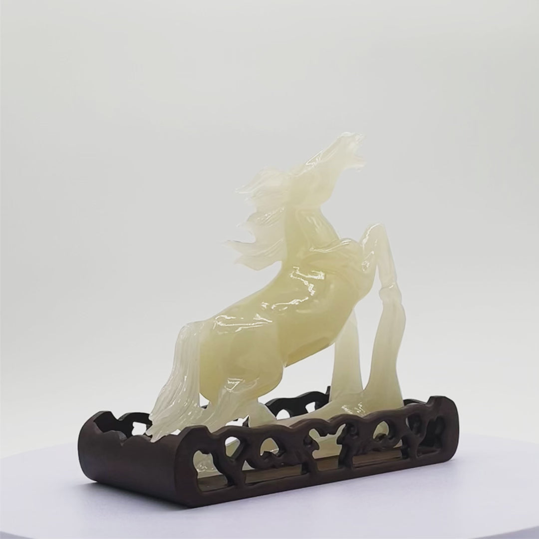 Gracious Victory White Jade Horse 23cm