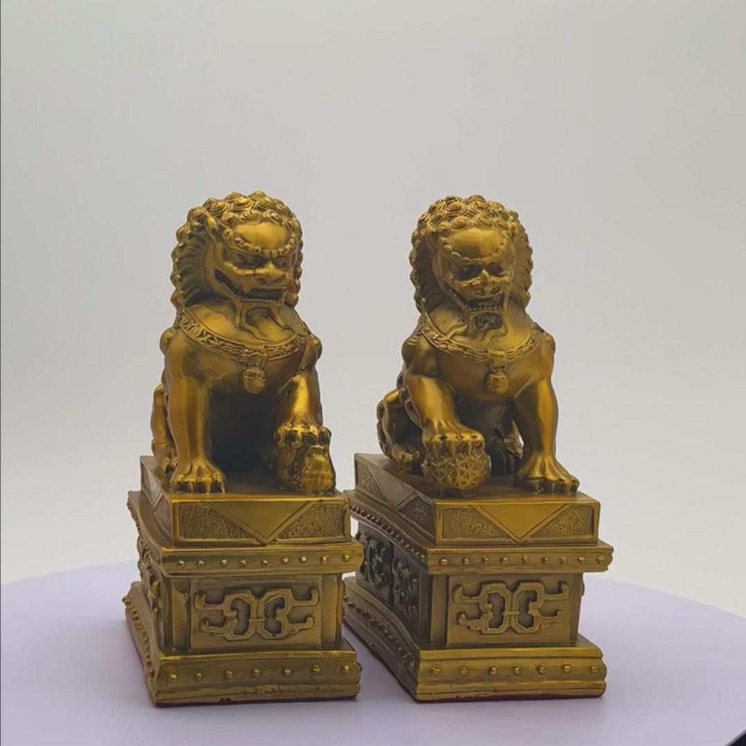 Loyal Gatekeepers Brass Foo Dogs 19cm