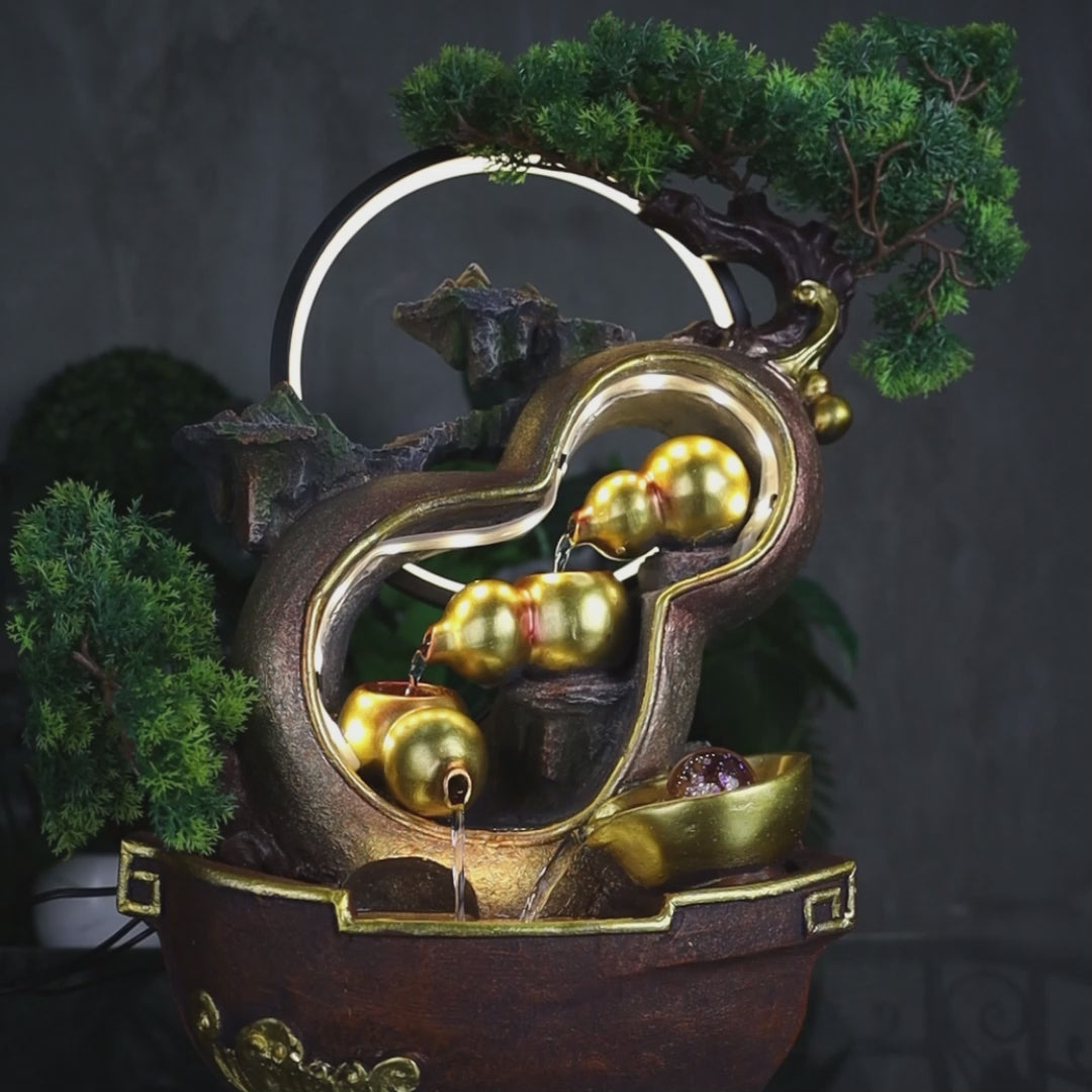 Illuminated Wu Lou Fountain of Health Energy 47cm