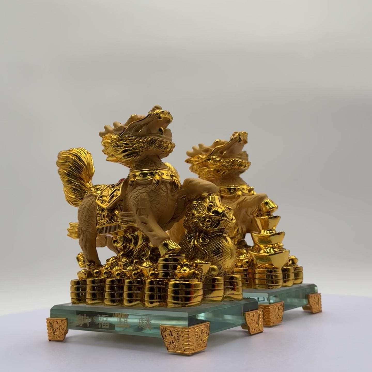 Powerful Protectors Gold Qilin Pair 15cm