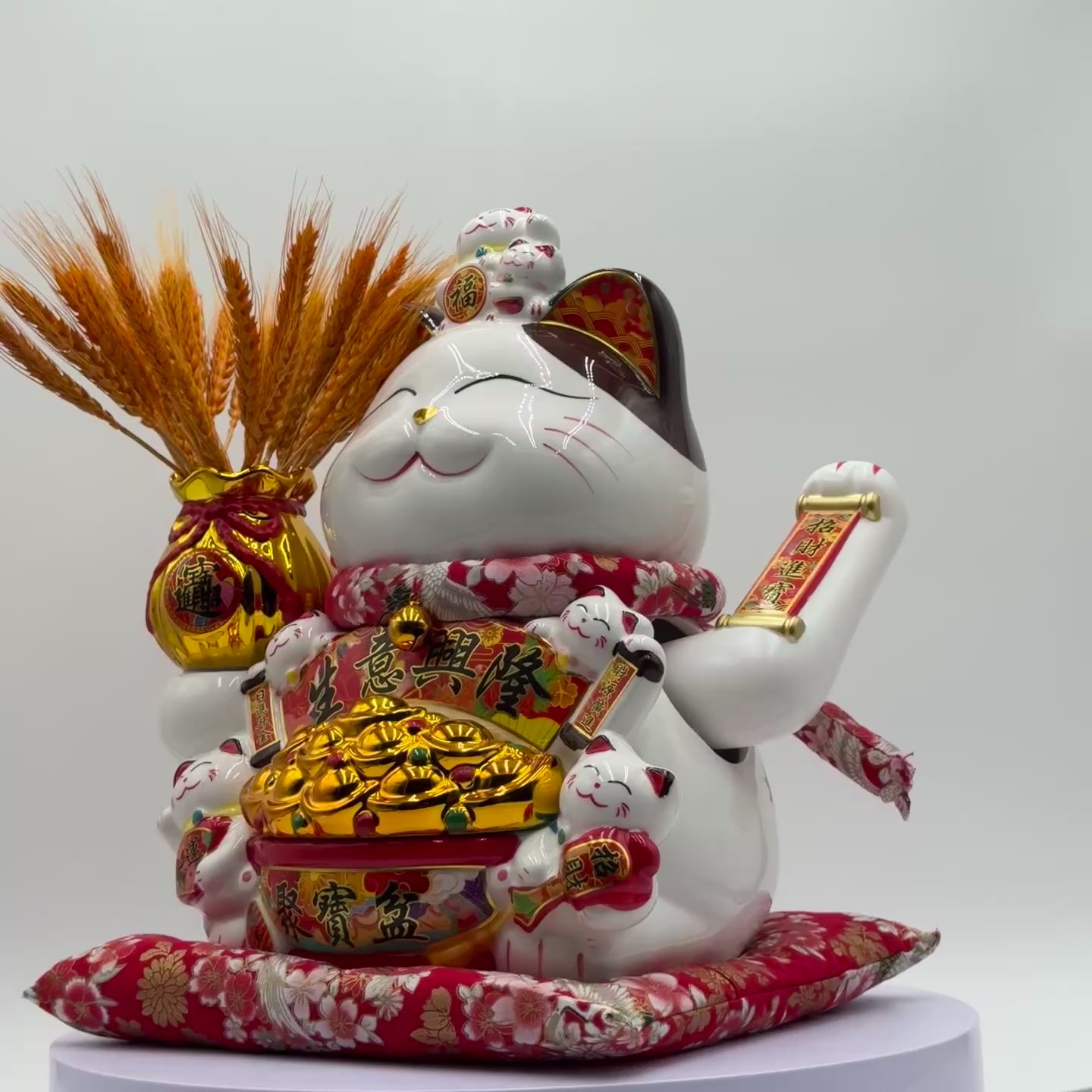 Emperor Lucky Cat with Bountiful Harvest 38cm