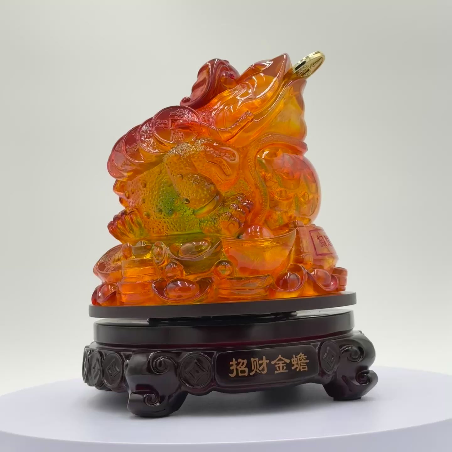 Orange Flame Rotating Money Frog 28cm