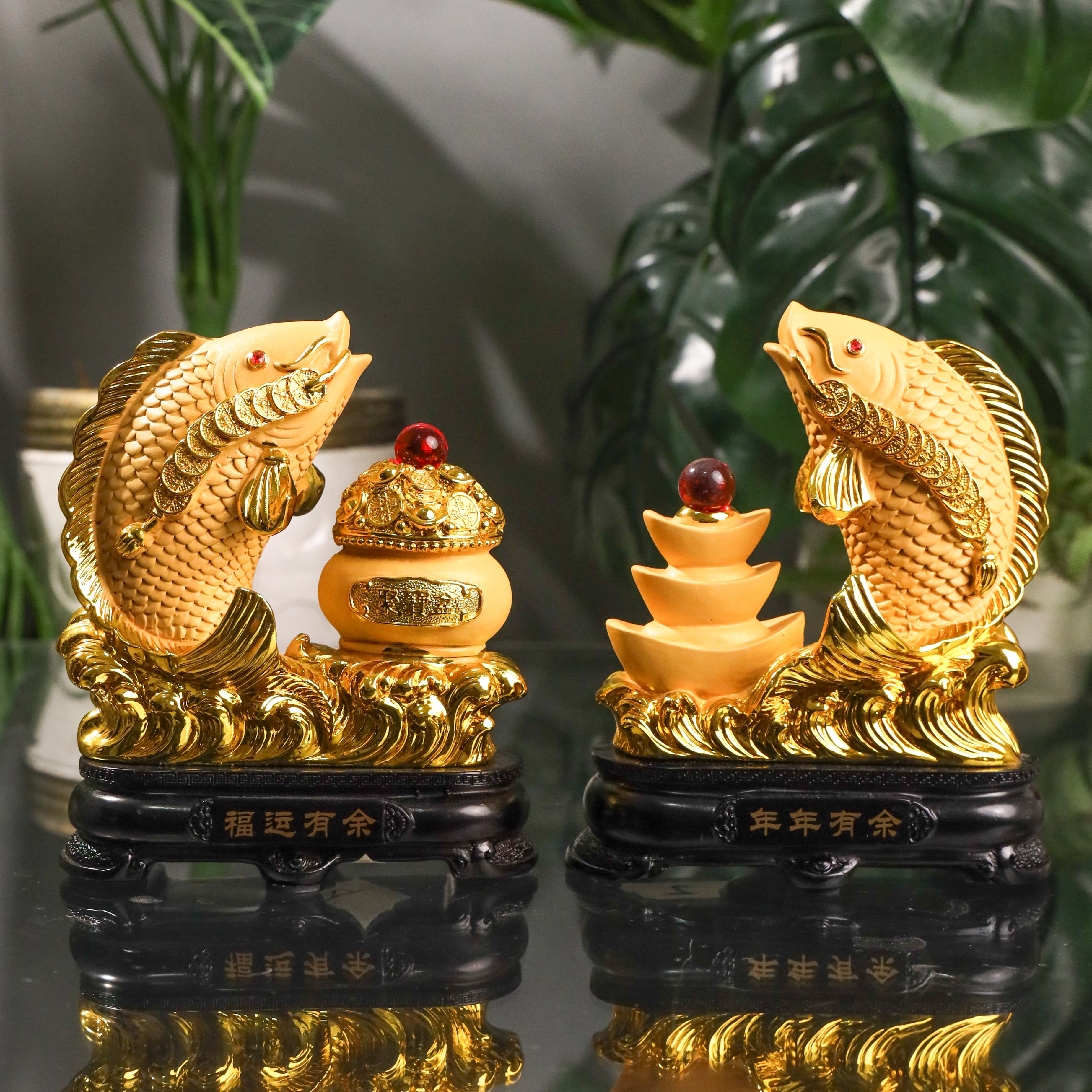 Double Wealth Golden Arowana Pair 17cm