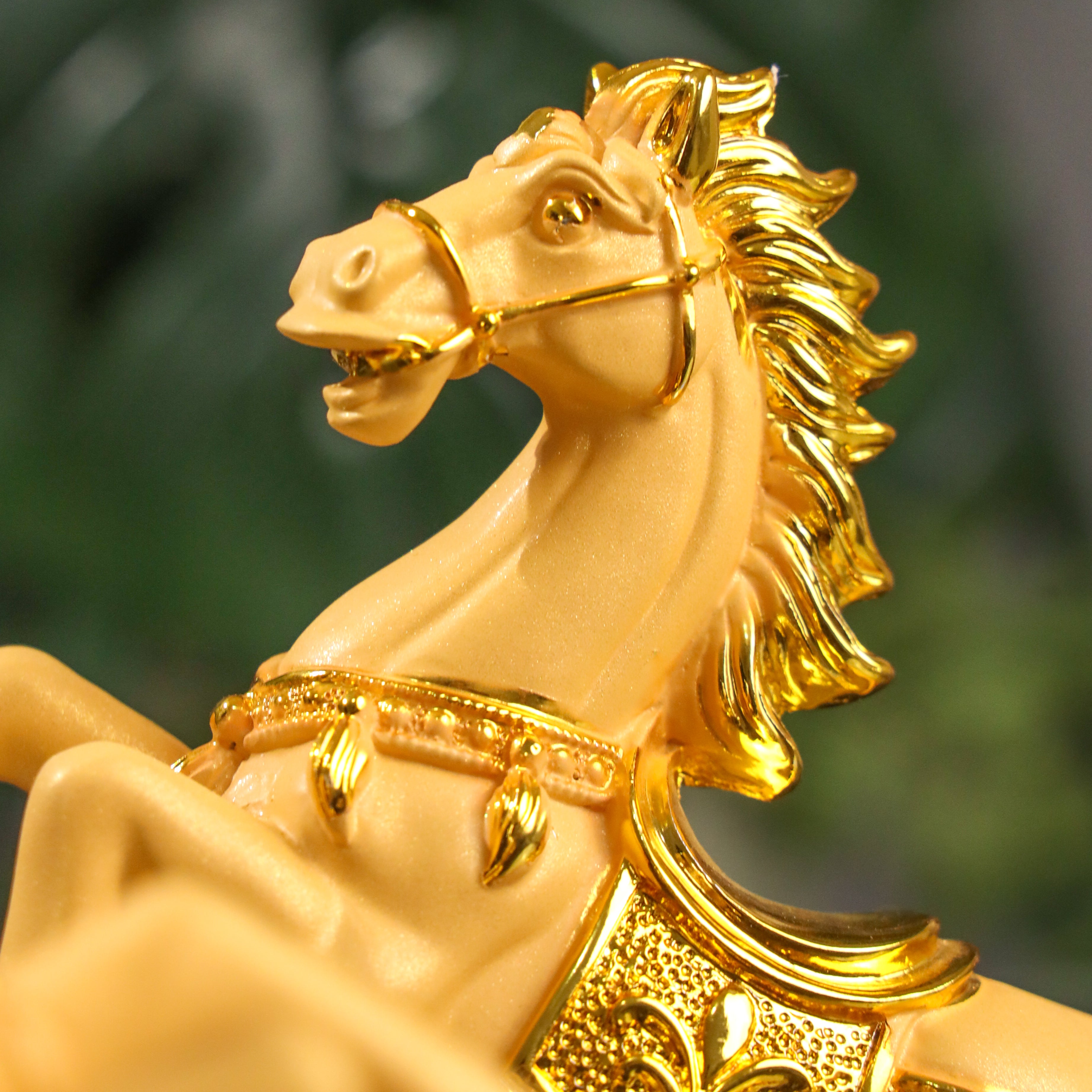 Double Success Golden Horse Pair 18cm