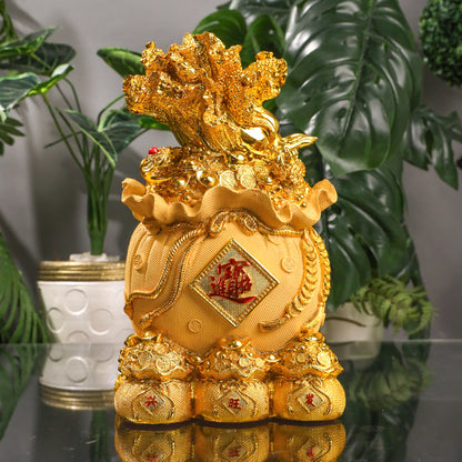 Full-to-the-Brim Golden Money Bag 33cm
