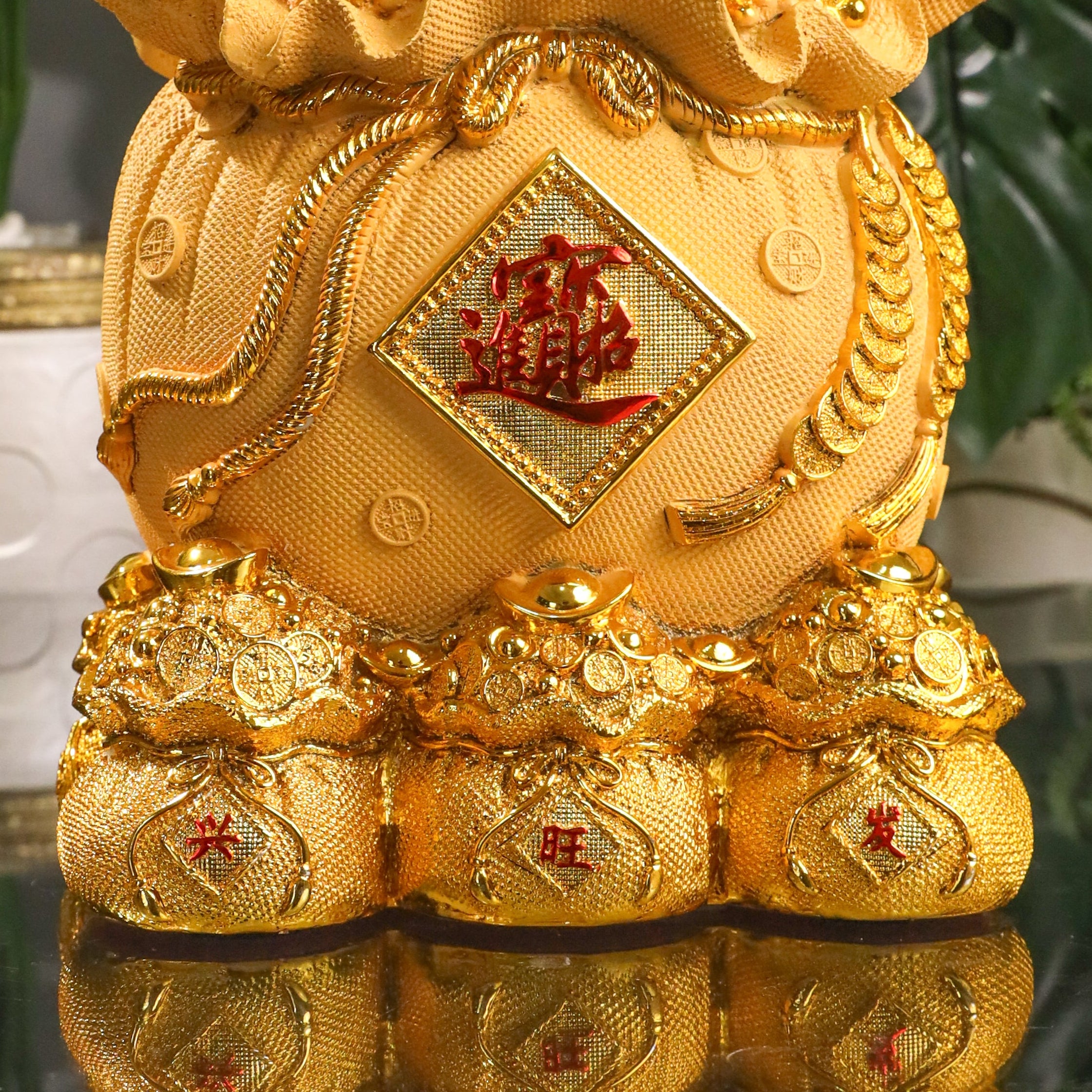 Full-to-the-Brim Golden Money Bag 33cm