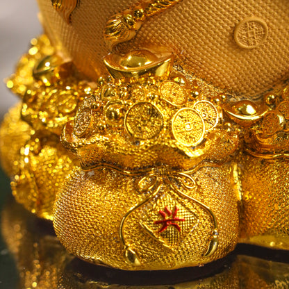 Full-to-the-Brim Golden Money Bag 33cm