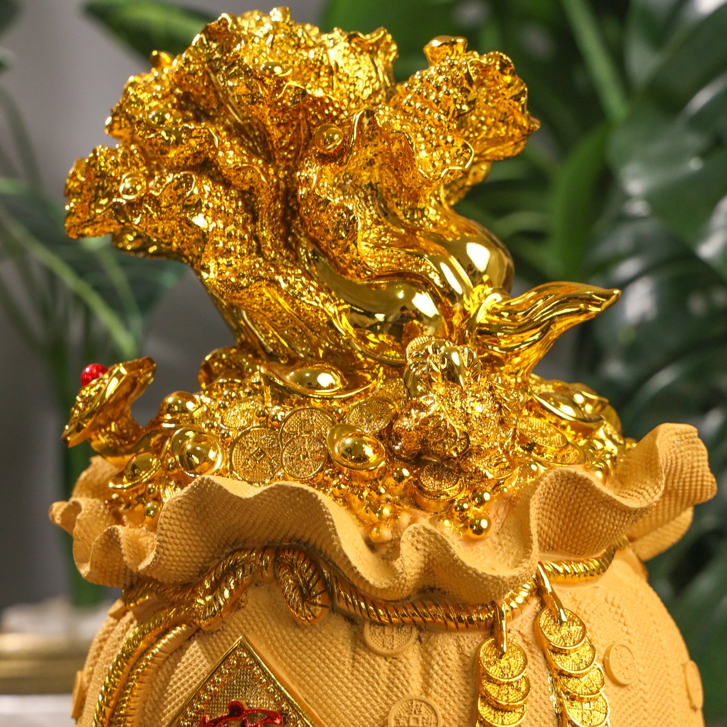 Full-to-the-Brim Golden Money Bag 33cm