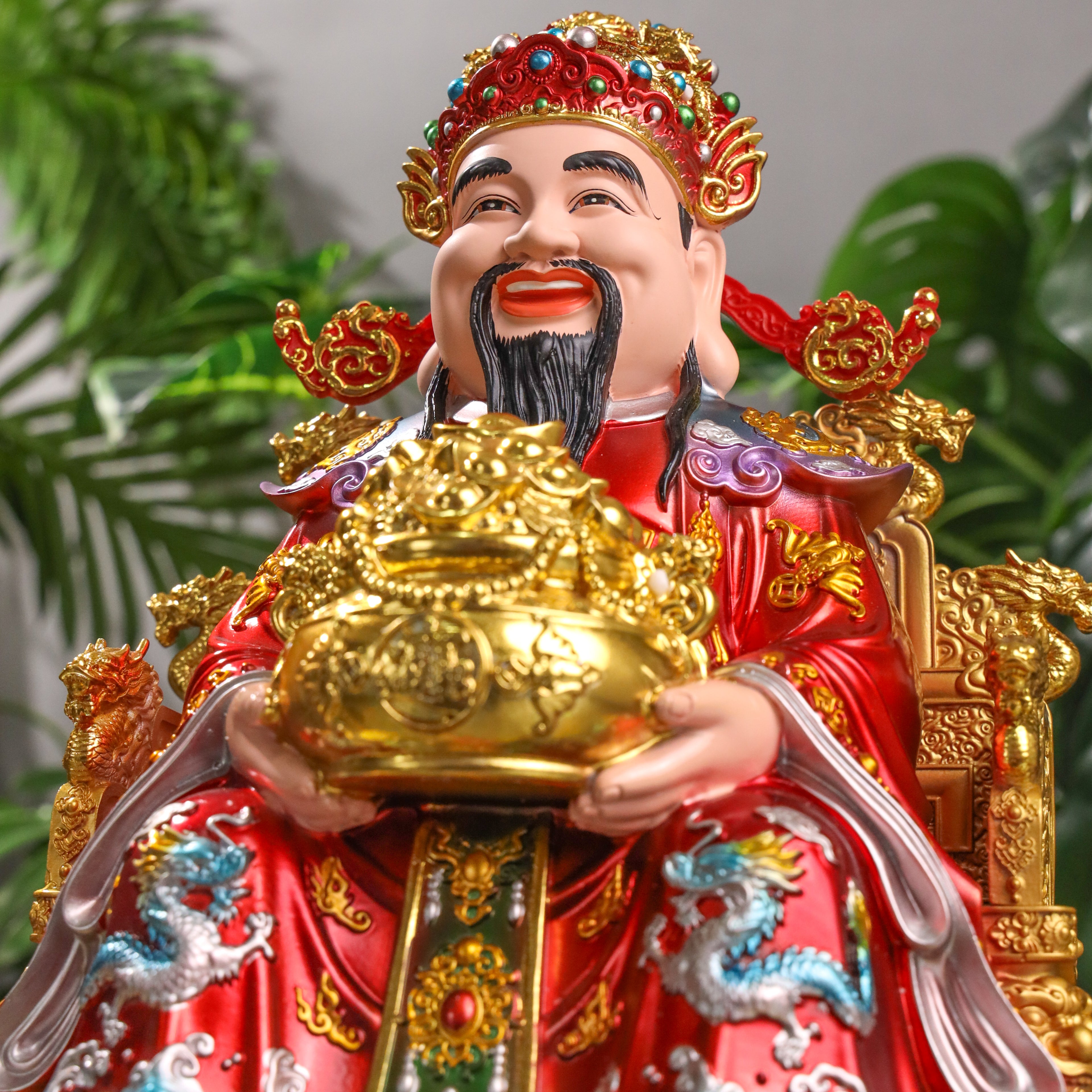 Ruby &amp; Gold God of Wealth Cai Shen 31cm