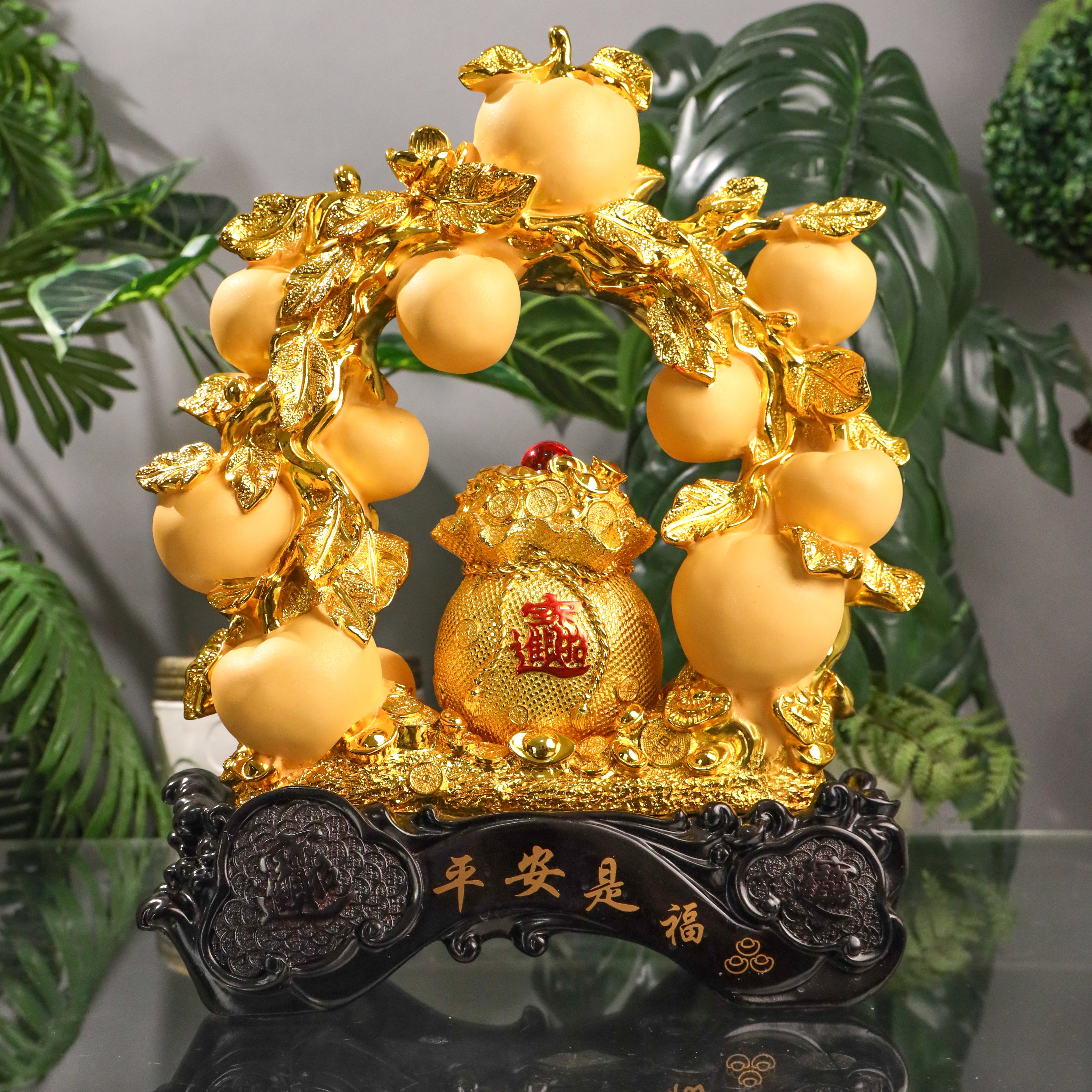 Prosper in Peace Money Bag and Apples 40cm
