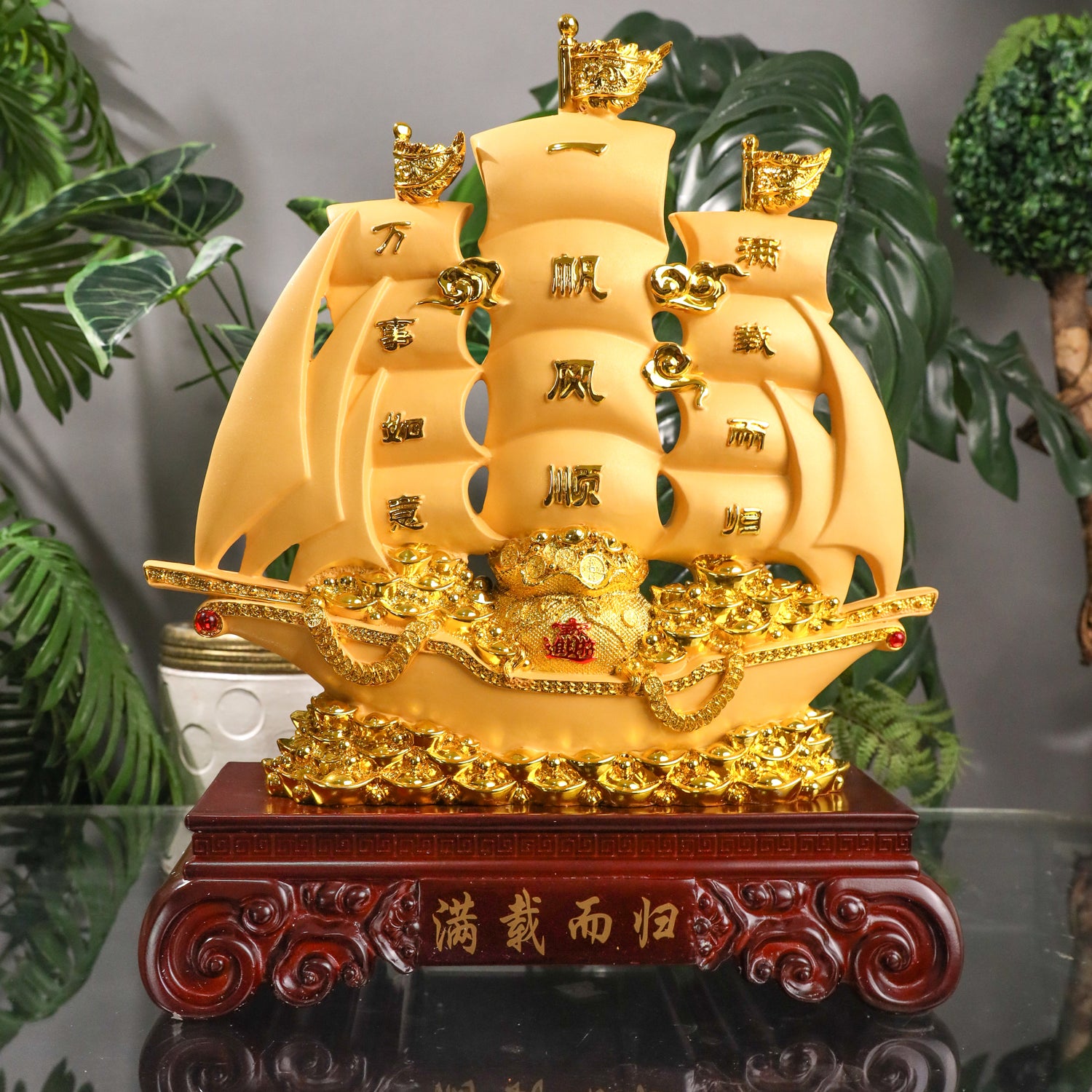 Return with Riches Golden Wealth Ship 46cm