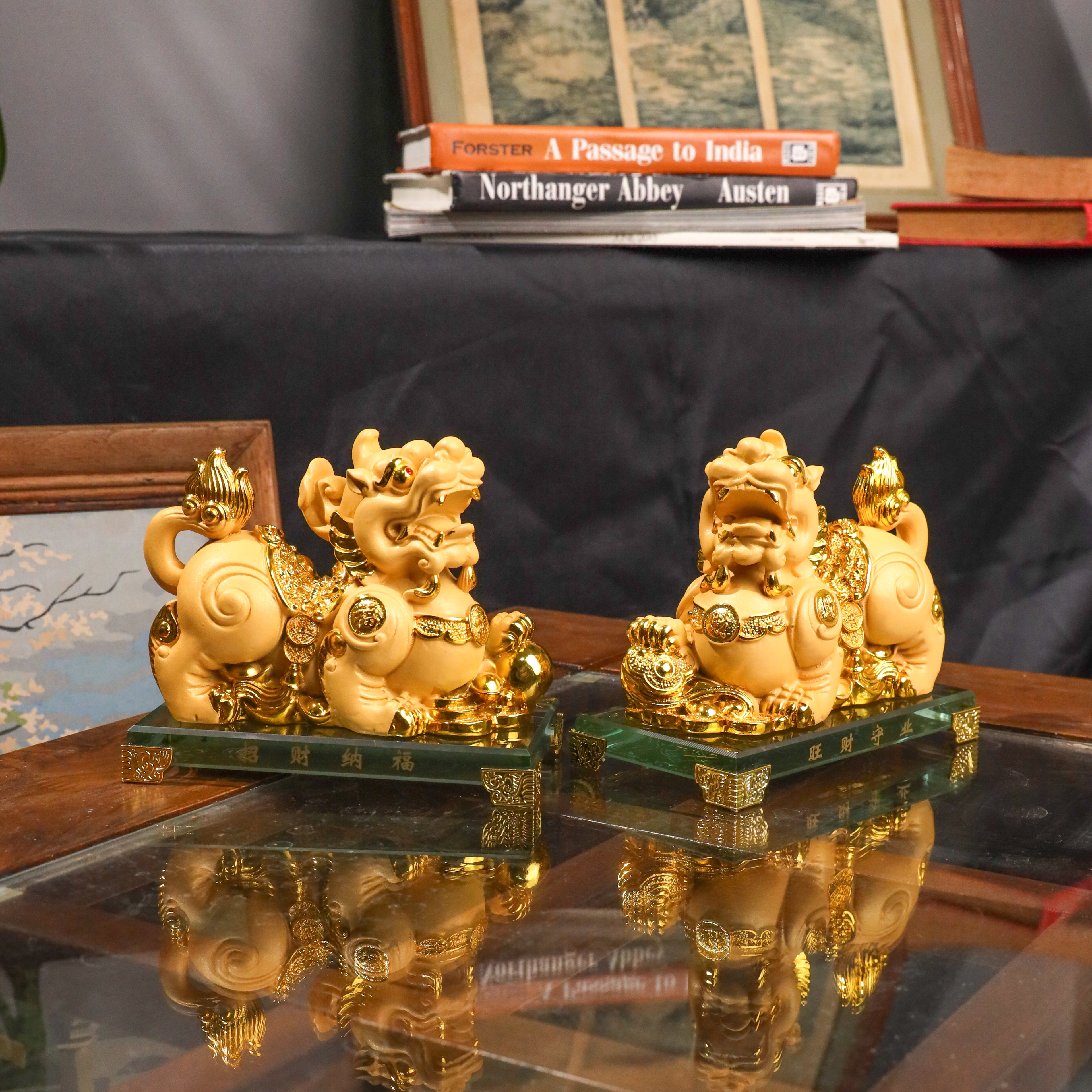 Golden Pi Yao Pair for Wealth Protection 16cm