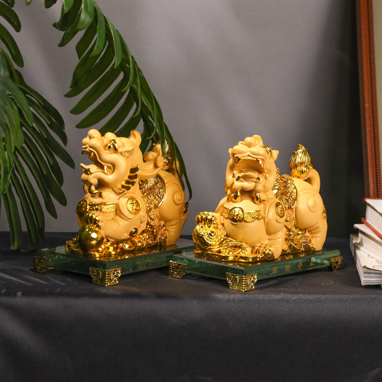 Golden Pi Yao Pair for Wealth Protection 16cm