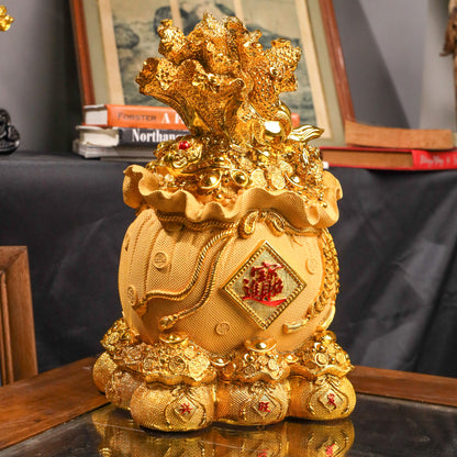 Full-to-the-Brim Golden Money Bag 33cm
