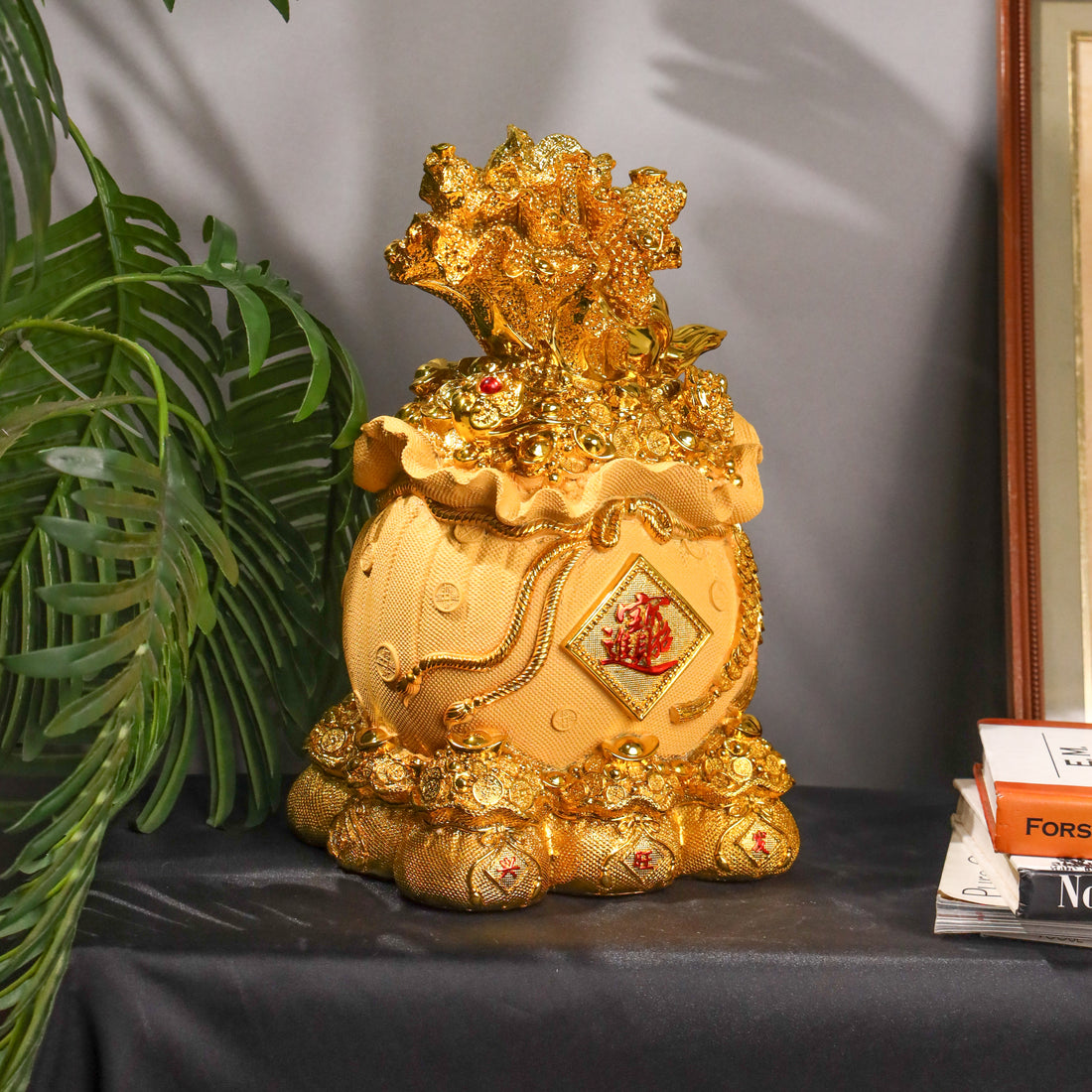 Full-to-the-Brim Golden Money Bag 33cm