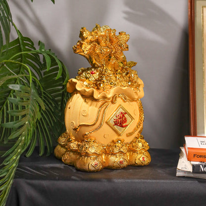Full-to-the-Brim Golden Money Bag 33cm