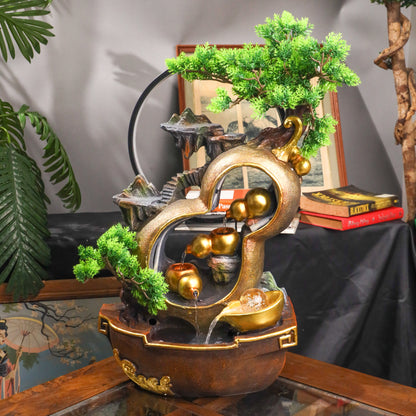 Illuminated Wu Lou Fountain of Blessed Health 60cm