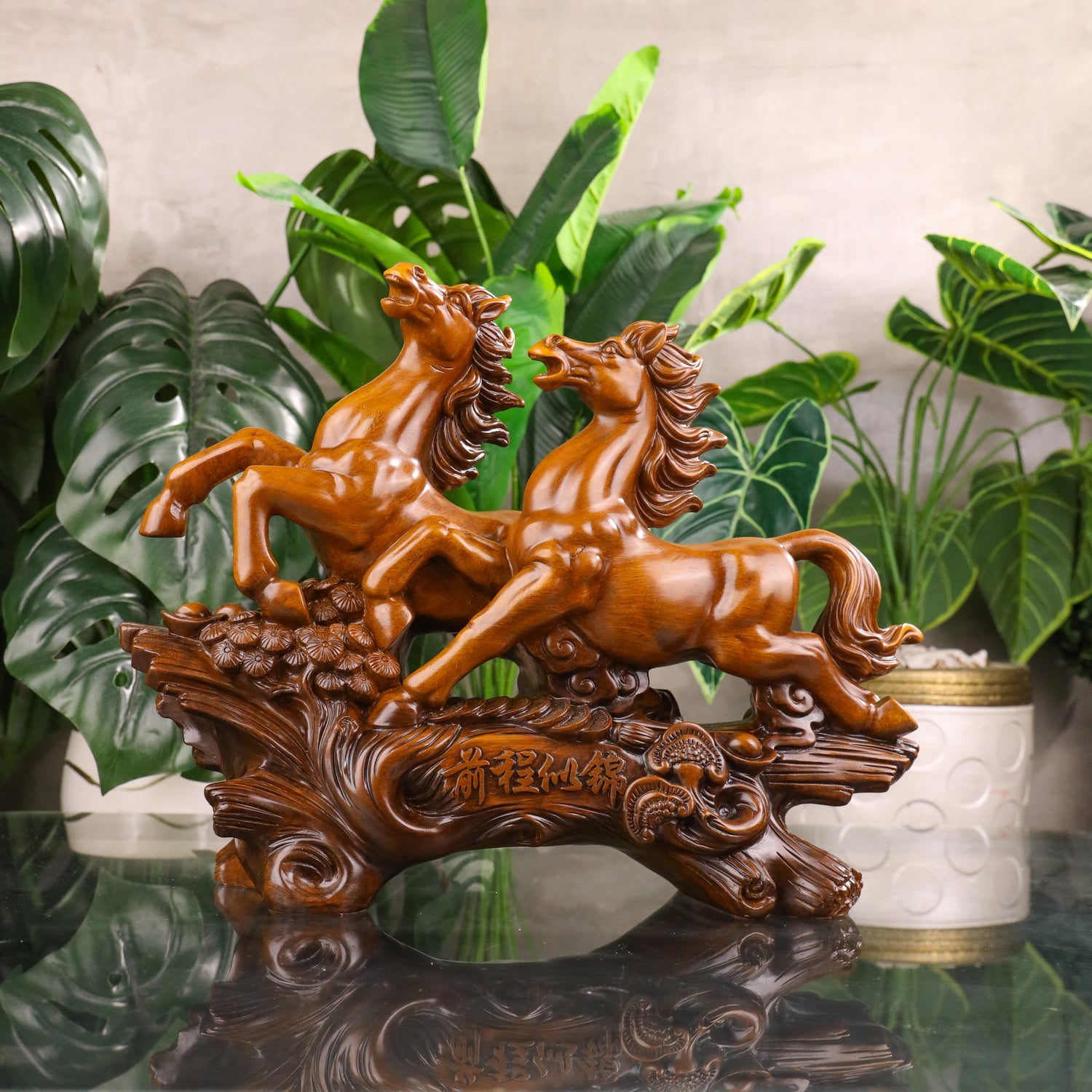 Dynamic Twin Horses of Speed and Success 46cm