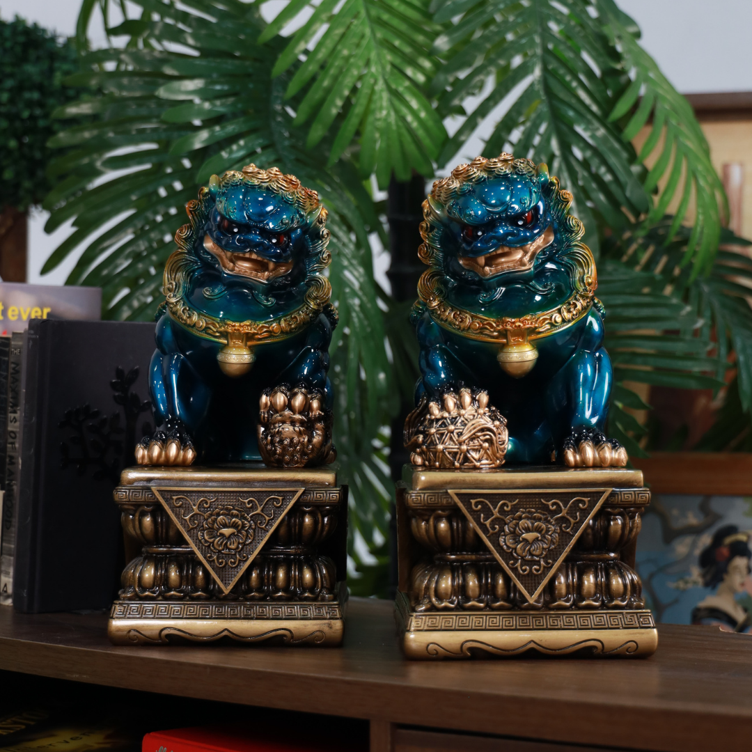 Celestial Blue Foo Dogs of the Imperial Gate 31cm