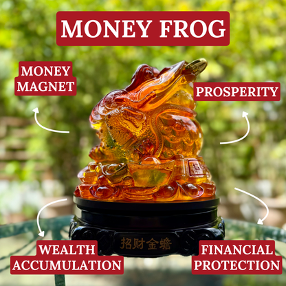 Orange Flame Rotating Money Frog 28cm