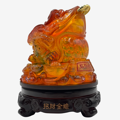 Orange Flame Rotating Money Frog 28cm