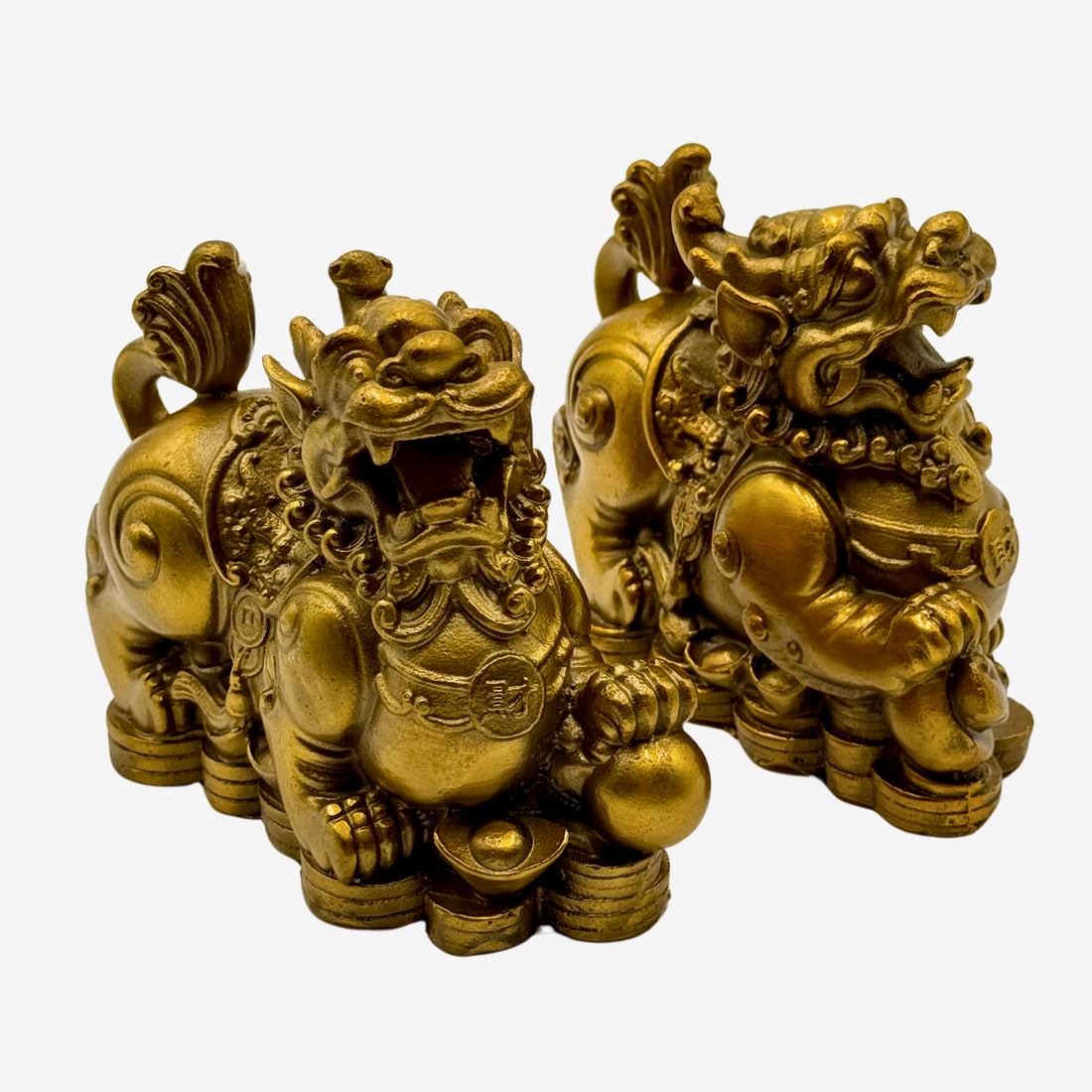 Brass Metal Protectors Pi Yao Pair 11cm Default Title - Feng Shui Charms - Royal Dragon Decor Philippines