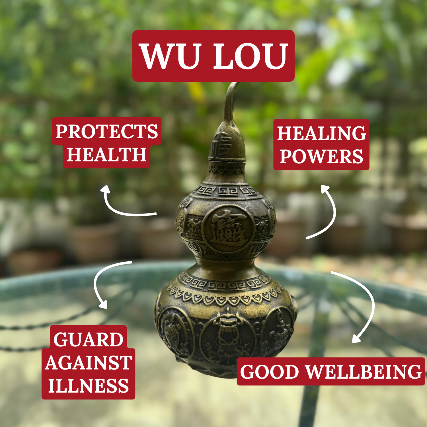 Brass Wu Lou for Strong Health Protection 21cm Default Title - Feng Shui Charms - Royal Dragon Decor Philippines