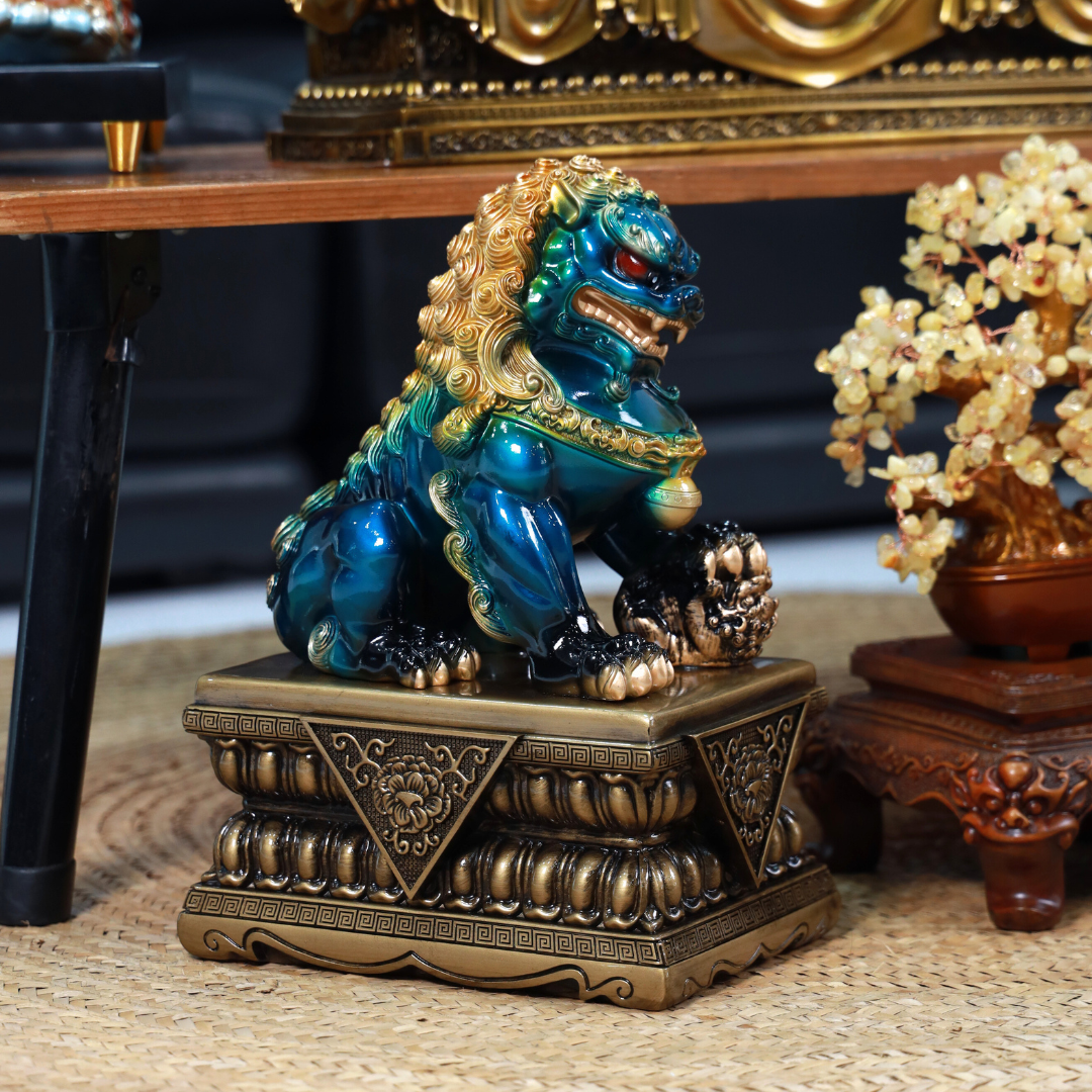 Celestial Blue Foo Dogs of the Imperial Gate 31cm