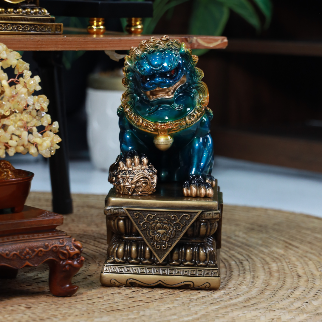 Celestial Blue Foo Dogs of the Imperial Gate 31cm