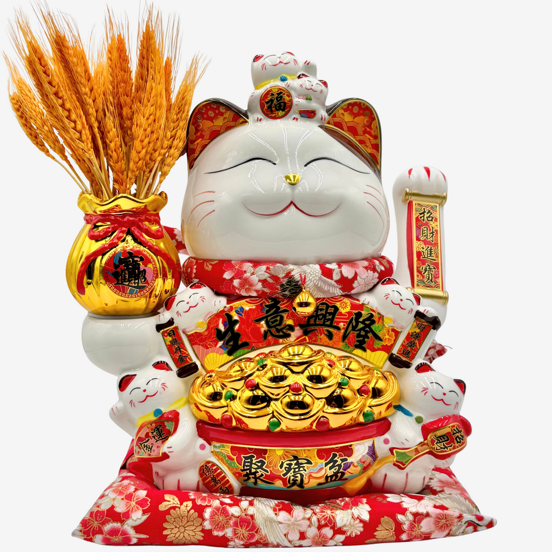 Emperor Lucky Cat with Bountiful Harvest 38cm Default Title - Feng Shui Charms - Royal Dragon Decor Philippines