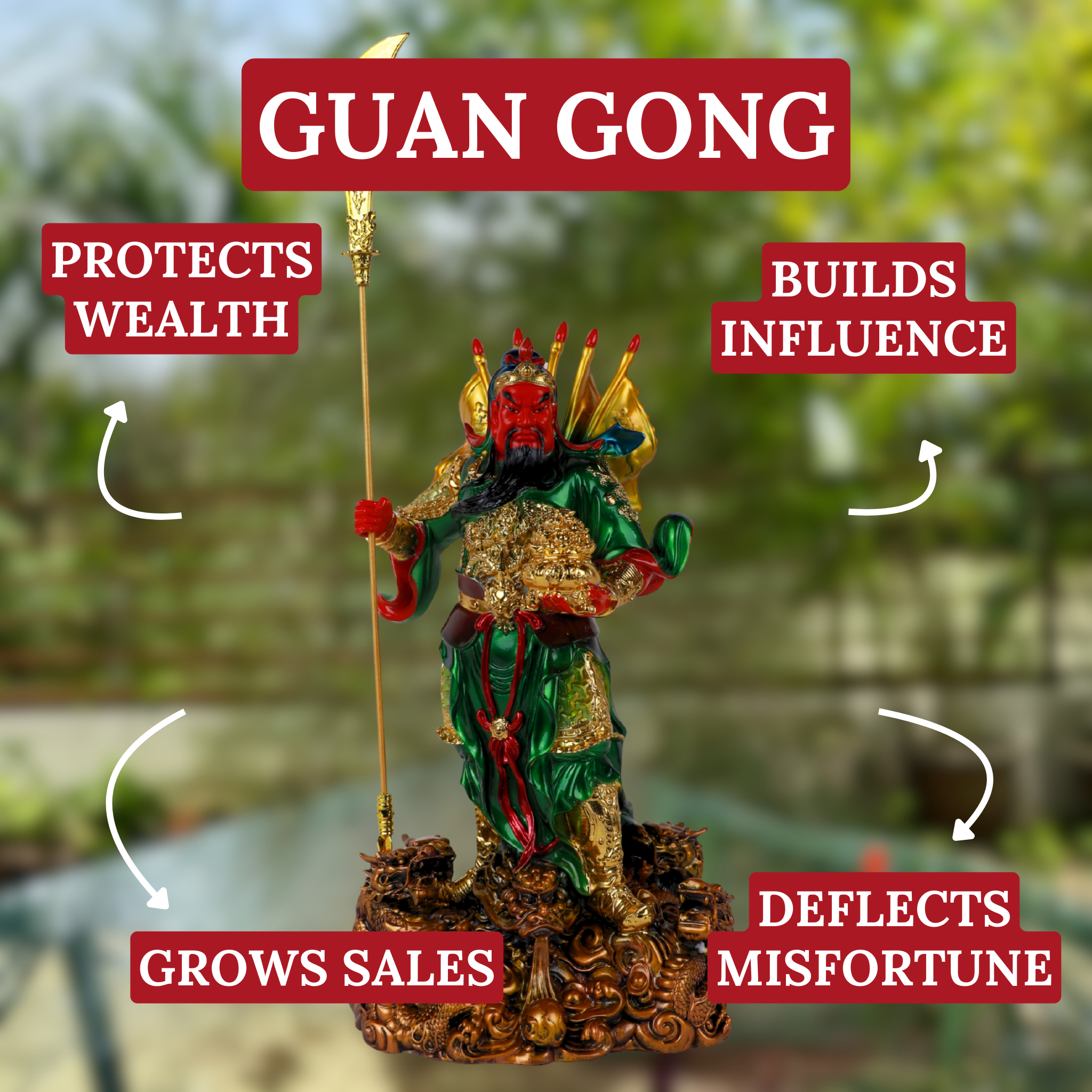 Battle-Ready General Guan Gong in Color 49cm