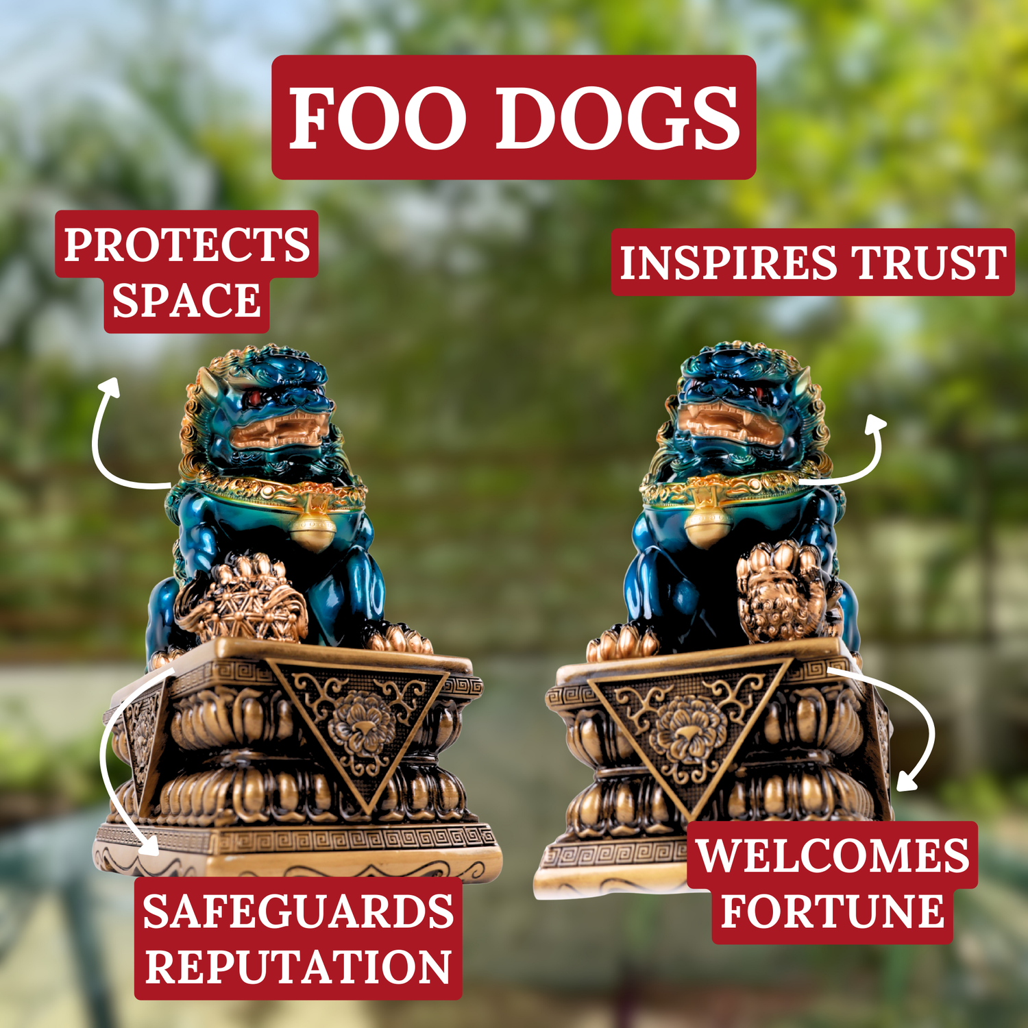 Celestial Blue Foo Dogs of the Imperial Gate 31cm