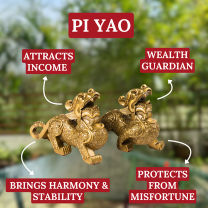 Invincible Brass Fortune Keepers Pi Yao Pair 20cm
