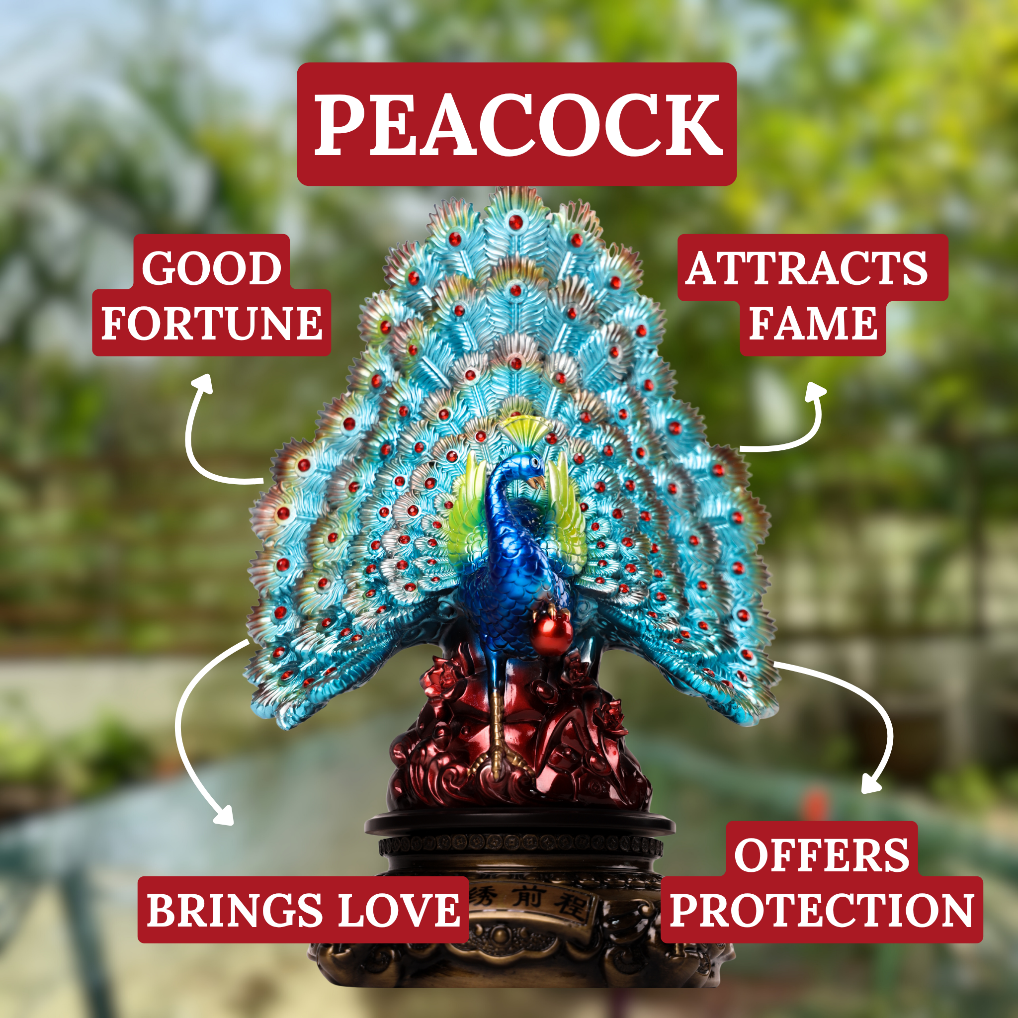 Royal Peacock of Power &amp; Protection 46cm