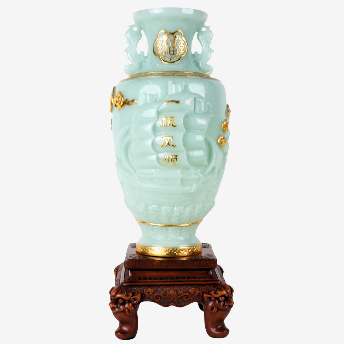 Majestic Jade Vase of Soaring Wealth 64cm