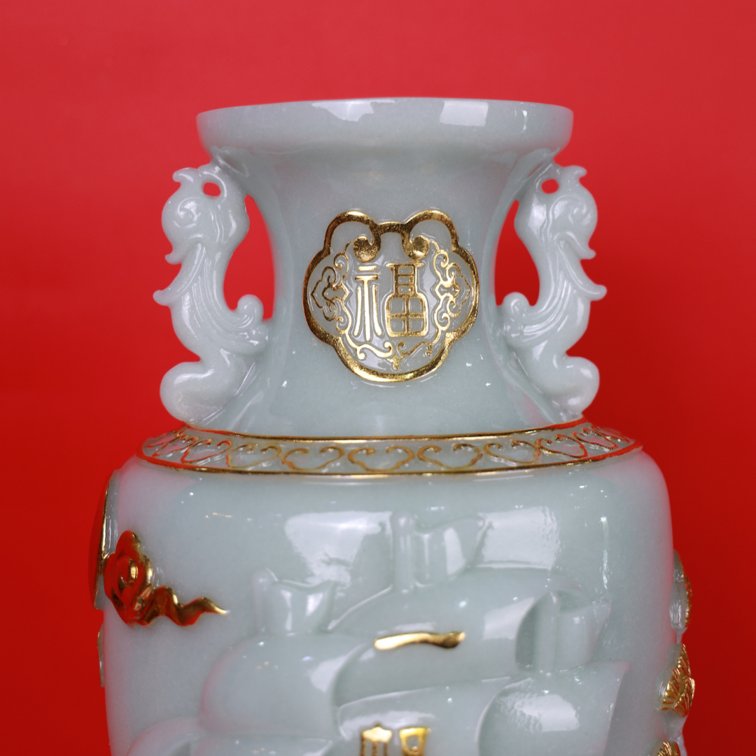 Majestic Jade Vase of Soaring Wealth 64cm