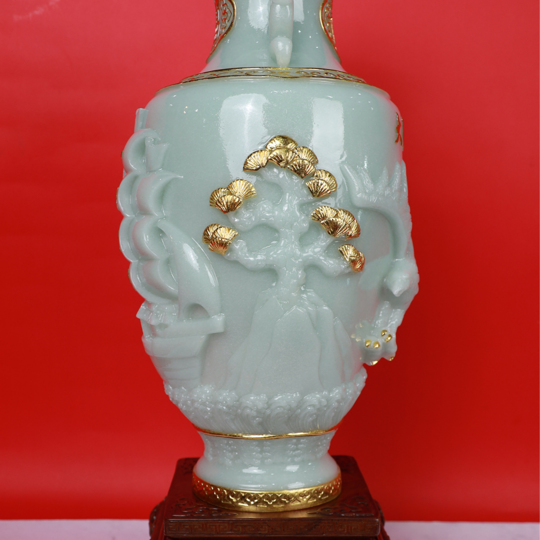 Majestic Jade Vase of Soaring Wealth 64cm
