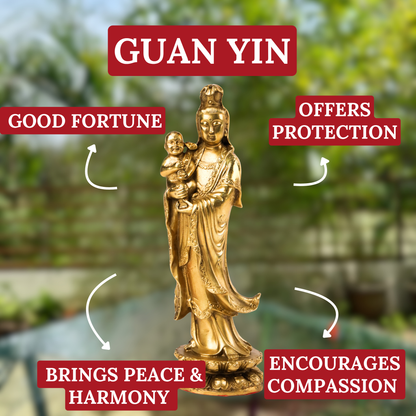 Merciful Guardian Brass Guan Yin 26cm