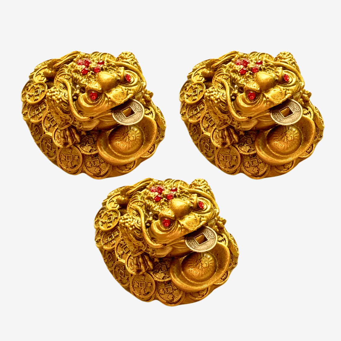 3 Little Money Frogs for Triple Money Gain 8.5cm - Feng Shui Chinese Lucky Items - Royal Dragon Decor