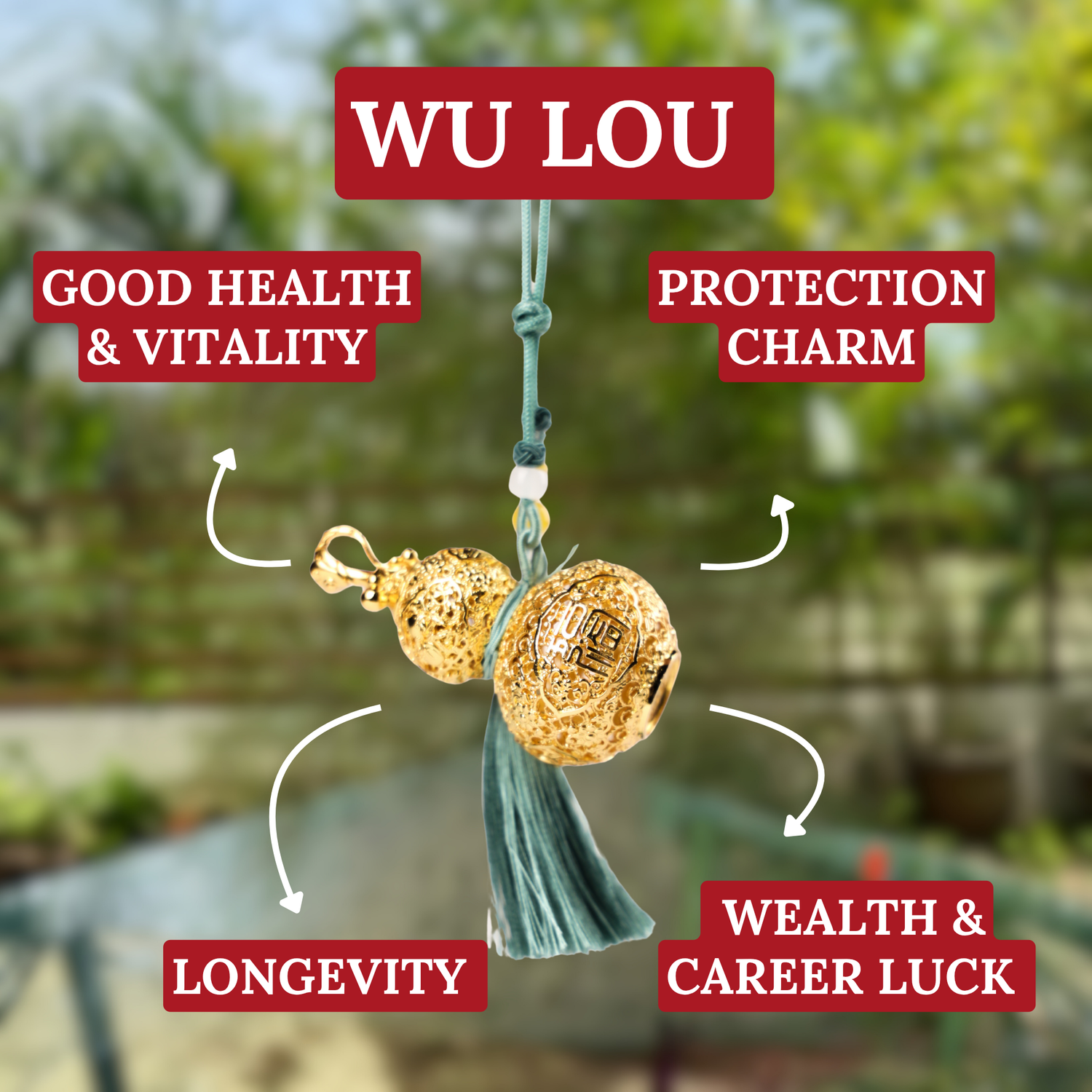 Lifelong Strength Brass Wu Lou Charm 8cm