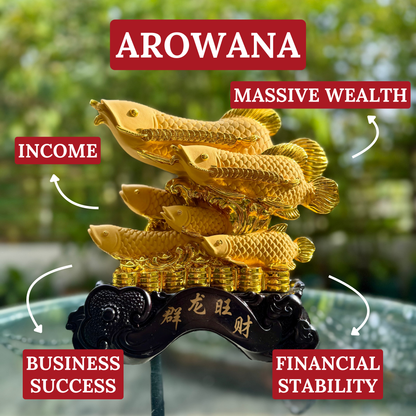 Family Teamwork to Abundance Arowanas 23cm Default Title - Feng Shui Charms - Royal Dragon Decor Philippines