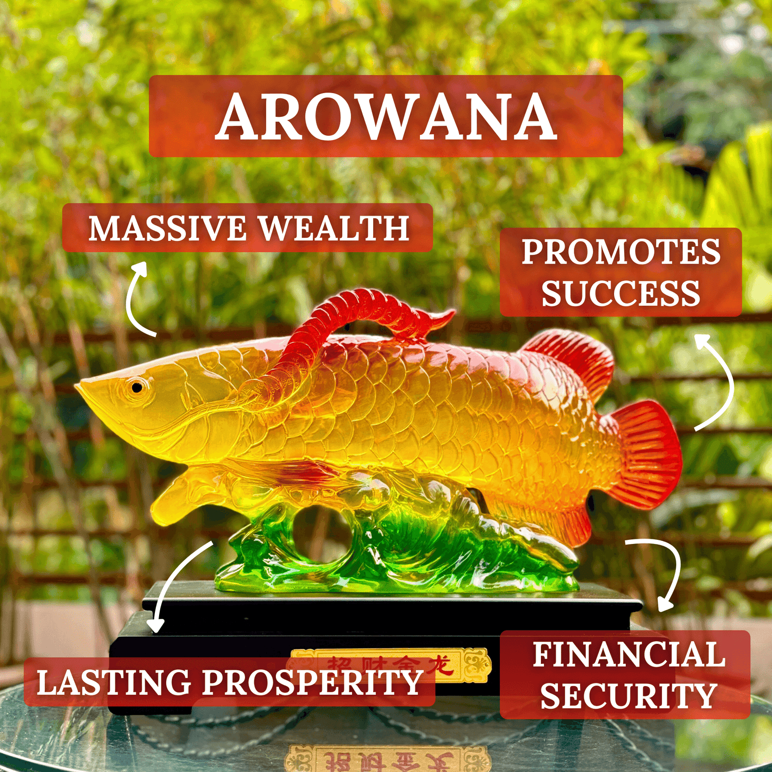 Massive Citrine Arowana for Great Prosperity 50cm - Feng Shui Chinese Lucky Items - Royal Dragon Decor